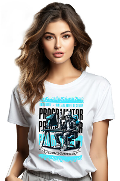 StoryGift Romania Tricou Femei Schelete Cu Cana De Cafea La Birou Cine Are Nevoie De Somn Eu Am Co Wht_m