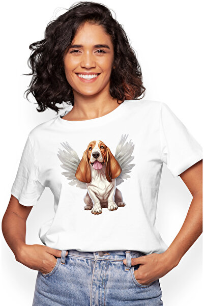 StoryGift Romania Tricou Femei Cu Un Catel Cu Urechile Plecate, Ilustratie, Aripi Albe, Limba Scoa Wht_l