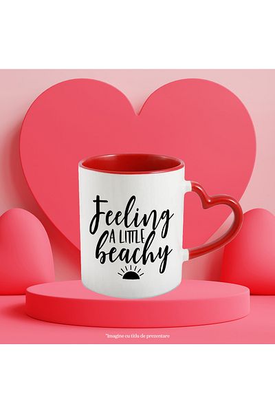 StoryGift Romania Mug for those who love going to the beach with the text "Feeling a little beach, With ,STG