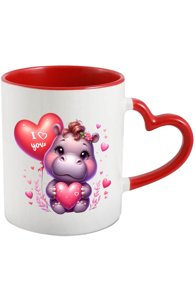 StoryGift Romania Cana Cu Un Pui De Hipopotam Care Tine O Inima In Brate | Il...