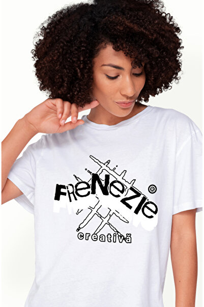 StoryGift Romania Tricou Femei Arta Abstracta Text Frenezie Creativă Cu Impri...