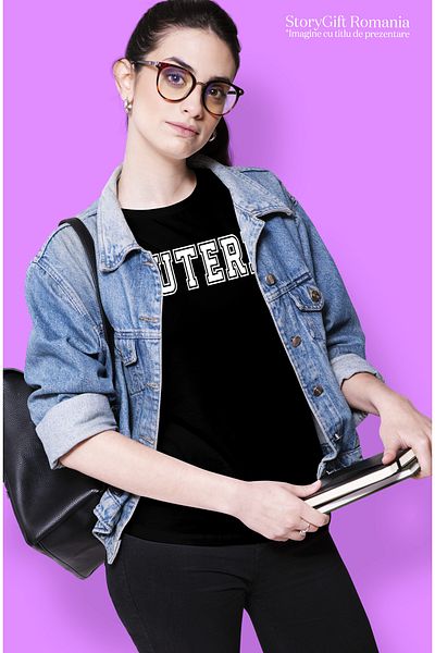 StoryGift Romania Tricou Femei Putere, Mesaj Motivational, Text Inspirational, Self Care, Cu Impr Blk_l