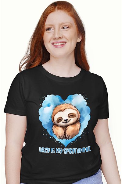 StoryGift Romania Tricou Femei Cu Animalul Sloth/lenes Dormind Cu Mesajul "lazy Is My Spirit Anima Blk_l