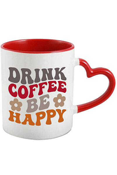 StoryGift Romania Cana Cu Floricele Si Textul "bea Cafea Si Fii Fericit" Cu M...