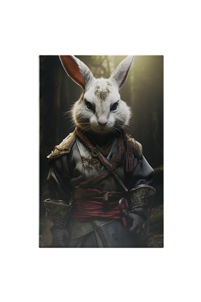 StoryGift Romania Tablou Canvas: Iepurele Razboinic In Costum Medieval Cu Fata Razbunatoare Si Sabie Cu Semn In