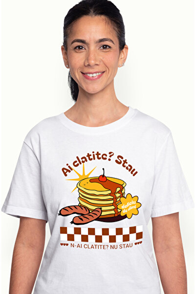 StoryGift Romania Tricou Femei Ai Clatite Stau N-ai Clatite Nu Stau Desrt Iub...