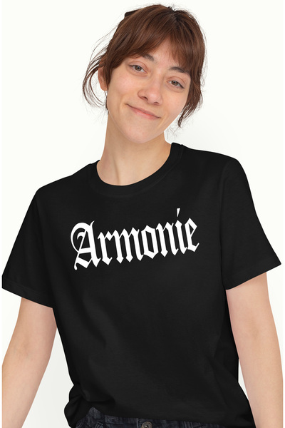 StoryGift Romania Tricou Femei Armonie, Mesaj Motivational, Cuvant, Text Inspirational, Self Care, Blk_m