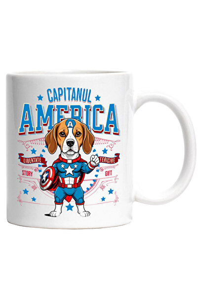 StoryGift Romania Cana Cu Boxer Caine In Costum De Capitan America Cu Pelerin...