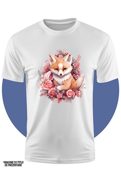 StoryGift Romania Tricou Copii Cu O Vulpe Inconjurata Cu Flori, Ilustratie, Plante, Frunze, Abstract, Padure