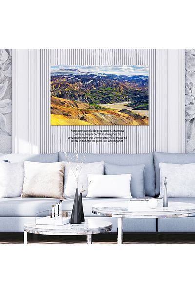 StoryGift Romania Tablou Canvas Peisaj Cu Landmannalaugar, Vulcani Colorati, Islanda, Geologie, Culoare, Drumetii