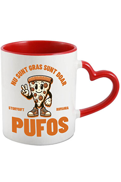 StoryGift Romania Cana Cu Felie De Pizza Peperoni Cu Sneakers Rosii Text Haio...