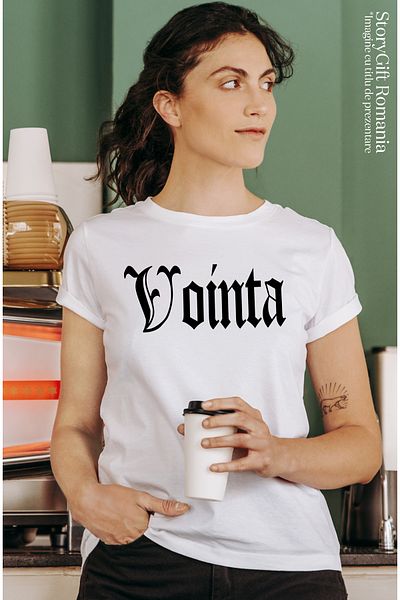 StoryGift Romania Tricou Femei Vointa, Mesaj Motivational, Cuvant, Text Inspirational, Self Care, Wht_m