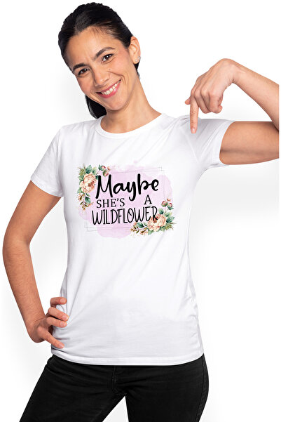 StoryGift Romania Tricou Femei Cu Mesajul "maybe She's A Wildflower", Ilustra...