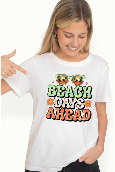 StoryGift Romania Tricou Femei Cu Mesajul "beach Days Ahead", Vara, Vacanta, ...