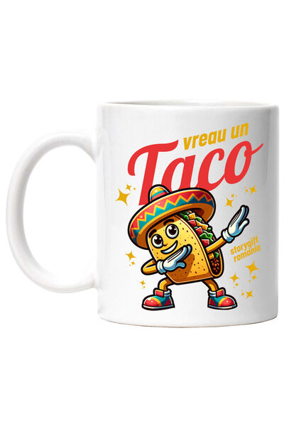StoryGift Romania Cana Cu Taco Cu Palarie Mexicana Vesel Pozitie Yoga Text Vr...