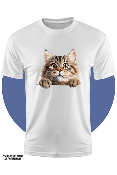 StoryGift Romania Tricou Copii Cu O Pisica Uimita, Ilustratie, Se Uita Mirata, Pentru Iubitorii De Feline, P