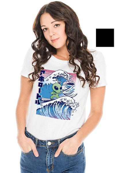 StoryGift Romania Tricou Femei Extraterestru, Surfing, Valuri Mari, Plaja Cu Imprimeu Pe Fata, 100 Wht_l