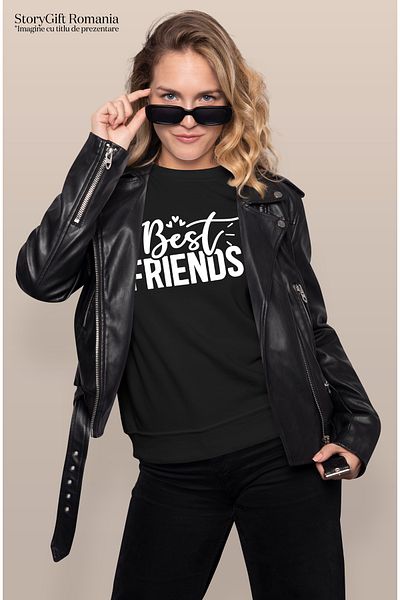 StoryGift Romania Tricou Femei Pentru Cei Mai Buni Prieteni Care Te Ajuta La Nevoie - Mesaj In Eng Blk_s