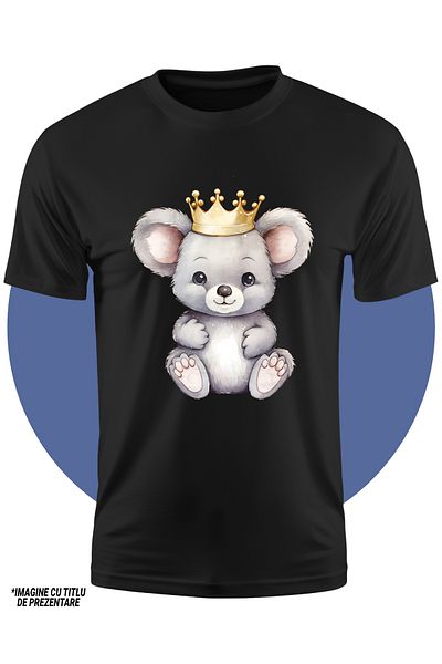 StoryGift Romania Tricou Copii Cu Un Ursulet Koala Care Are O Coroana Regala Din Aur, Ilustratie, Nobilime,