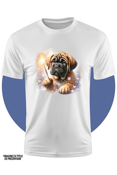 StoryGift Romania Tricou Copii Cu Un Catelus Care Tine O Bagheta In Mana, Steluta Stralucitoare, Ninge, Iarn