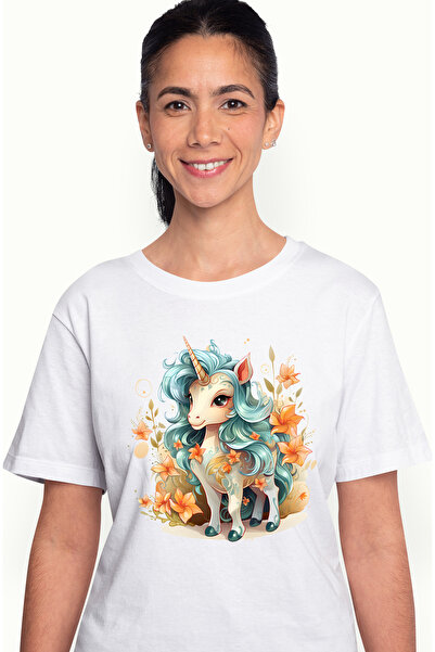 StoryGift Romania Tricou Femei Cu Un Unicorn Vesel, Ilustratie, Zambeste, Flo...