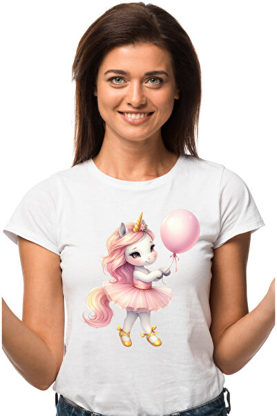 StoryGift Romania Tricou Femei Cu Un Unicorn Care Tine Un Balon, Ilustratie, ...