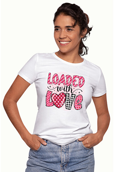 StoryGift Romania Tricou Femei Cu Mesajul "loaded With Love", Valentine's Day...