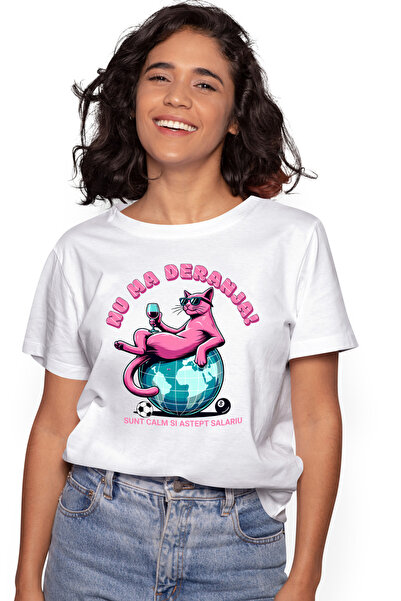 StoryGift Romania Tricou Femei Pisica Cu Pahar De Vin, Nu Ma Deranja, Astept ...