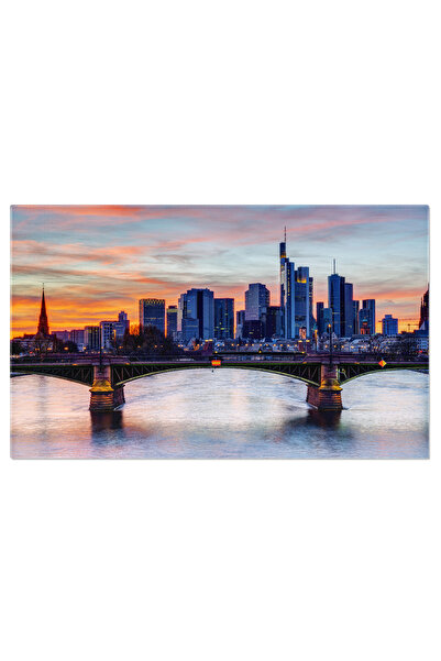 StoryGift Romania Tablou Canvas Apus Colorat In Centrul Frankfurtului Atracti...