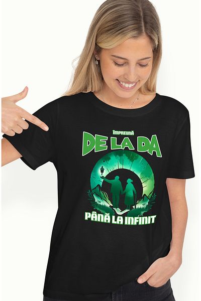 StoryGift Romania Tricou Femei Impreuna, De La Da Pana La Infinit, Familie, Dragoste Cuplu Pana La Blk_l