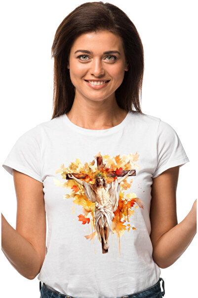 StoryGift Romania Tricou Femei Cu Domnul Iisus Hristos Rastignit Pe Cruce, Re...