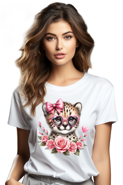 StoryGift Romania Tricou Femei Cu O Femela Ghepard Micuta, Ilustratie, Tranda...