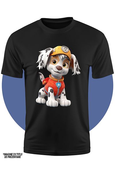 StoryGift Romania Kids T-shirt with a happy puppy, illustration, rescue team, paw patrol, for