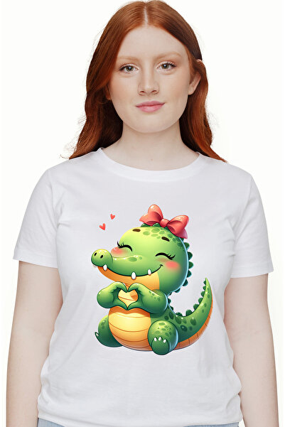 StoryGift Romania Tricou Femei Cu Un Pui De Crocodil Care Formeaza O Inima Cu...