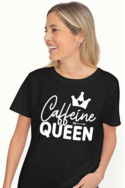 StoryGift Romania Tricou Femei Pentru O Femeie Care Consuma Multa Cafea Cu Mesajul "caffeine Queen Blk_l