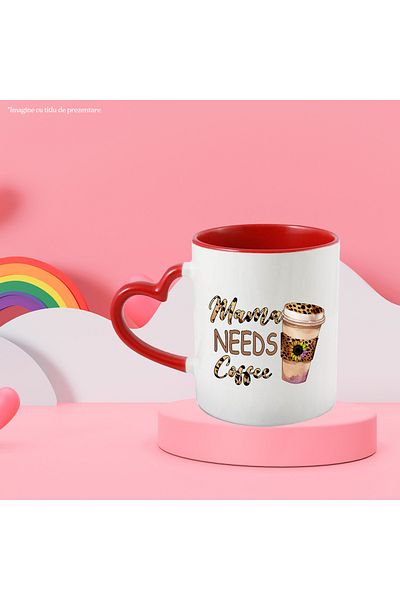 StoryGift Romania Mug with the message "Mama needs coffee", coffee, mom, flower, cup, illustration, li, With ,STG
