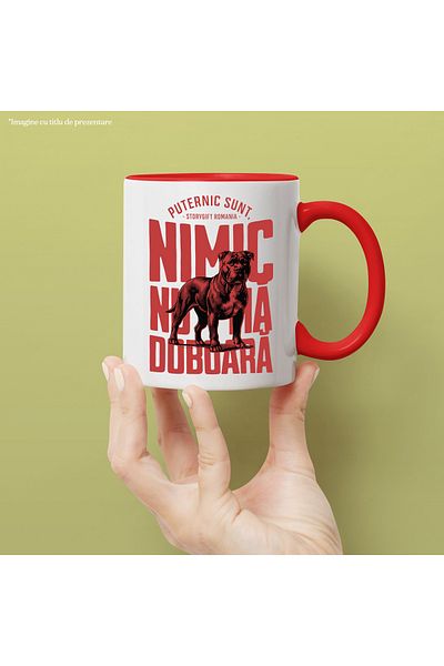 StoryGift Romania Angry Dog Mug Motivational Message NOTHING CAN GET YOU DOWN, 330ml, Ceramic with Handles, With ,STG