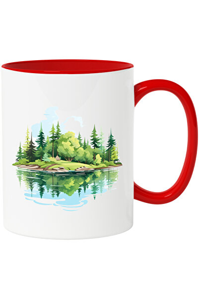 StoryGift Romania Cana Cu Un Peisaj Din Natura | Ilustratie | Padure | Lac | ...