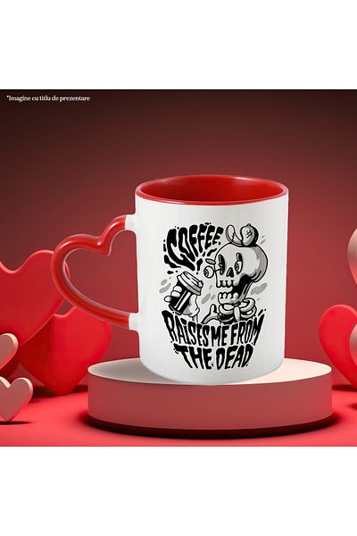 StoryGift Romania Coffee Raises Me From The Dead Message Mug, Coffee, Skeleton, Multicolor 330 ml,, With ,STG.