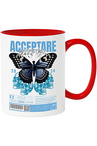 StoryGift Romania Cana Acceptare - Fluture Si Cranii, 330ml, Ceramic Cu Maner...