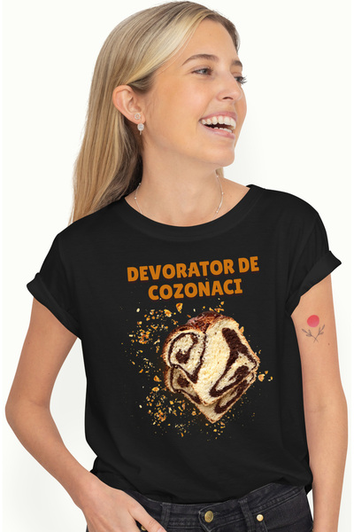 StoryGift Romania Tricou Femei Devorator De Cozonaci Felie Gustoasa Tradition...