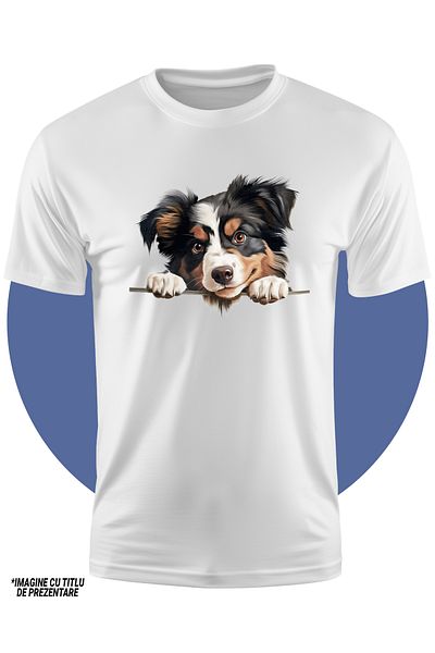 StoryGift Romania Tricou Copii Cu Un Caine Blanos Care Se Uita Peste Gard, Ilustratie, Pentru Iubitorii De C