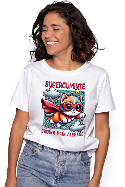 StoryGift Romania Tricou Femei Super Cuminte, Supererou, Eroina Prin Alegere,...