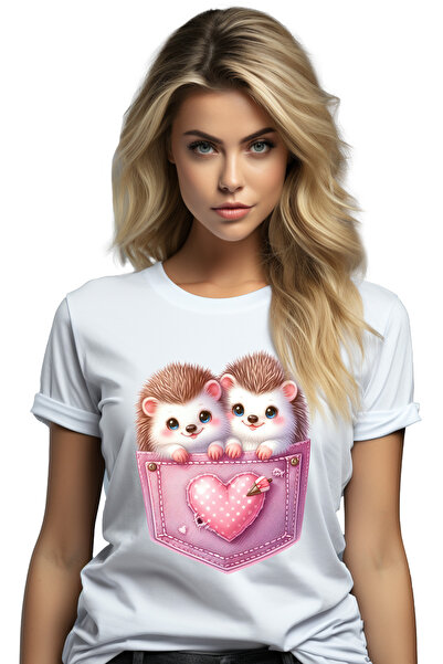 StoryGift Romania Tricou Femei Cu 2 Arici Care Stau In Buzunare, Ilustratie, ...