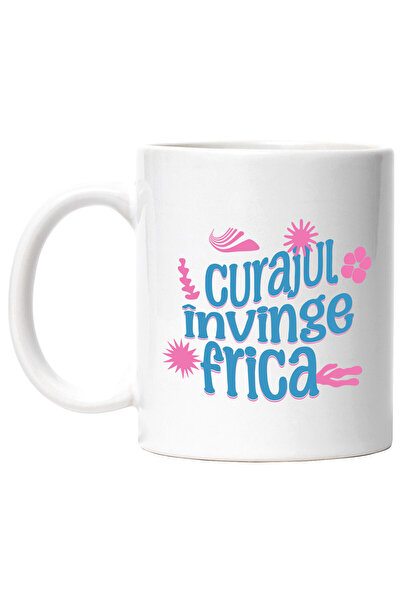 StoryGift Romania Cana Cu Design Colorat Flori Text Motivational Curajul Invi...