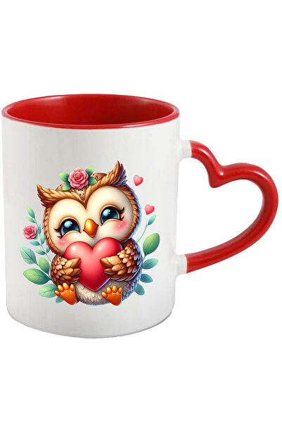 StoryGift Romania Cana Cu O Bufnita Micuta Care Tine In Brate O Inima | Ilust...