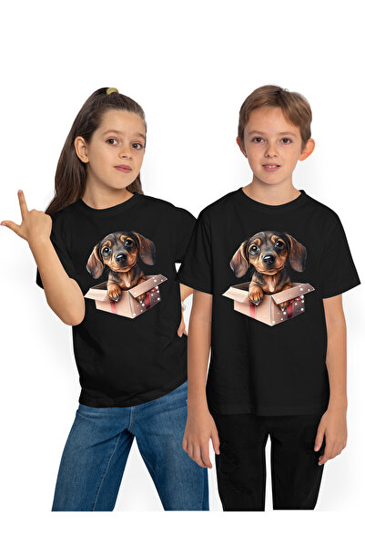 StoryGift Romania Tricou Copii Cu Un Catelus Timid Si Surprins, Ilustratie, I...