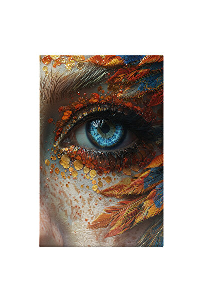 StoryGift Romania Tablou Canvas Ochiul Albastru Fascinant Ca Marea Cu Machiaj Sclipitor Si Pistrui Imprejur Cu G