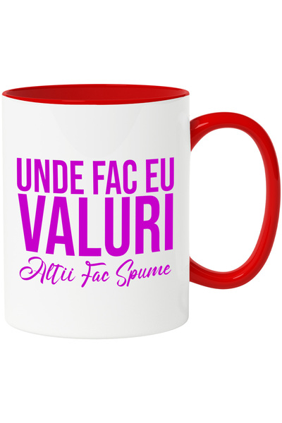 StoryGift Romania Cana Cu Mesaj In Limba Romana Haios Text Unde Fac Eu Valuri Altii Fac Spume Arog, Cu Maner Rosu Stg