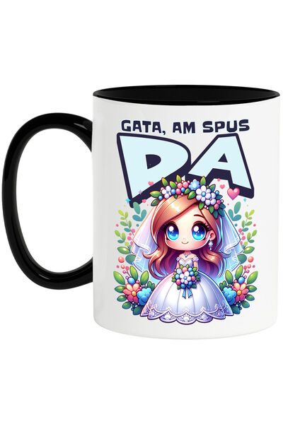 StoryGift Romania Cana Cu Femeie In Rochie De Mireasa Text Gata Am Spus Da, C...